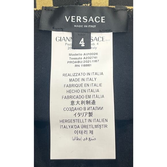 M2-18 VERSACE Men's Greca Trunks Black Cotton Deadstock Size 4/30-32/S - Picture 6 of 11